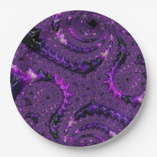 Funky Bold Boho Paarse Digitale Abstracte Fractal Papieren Bordje