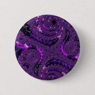 Funky Bold Boho Paarse Digitale Abstracte Fractal Ronde Button 5,7 Cm