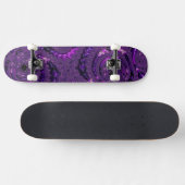 Funky Bold Boho Paarse Digitale Abstracte Fractal Skateboard (Horizontaal)