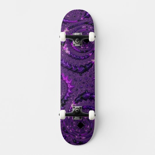 Funky Bold Boho Paarse Digitale Abstracte Fractal Skateboard (Voorkant)