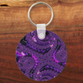 Funky Bold Boho Paarse Digitale Abstracte Fractal Sleutelhanger (Voorkant)