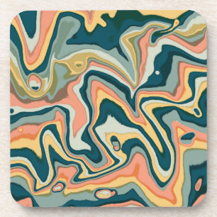 Funky Bold Colorful Artsy Marble Swirl Ebru Bier Onderzetter