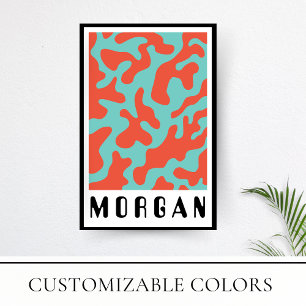 Funky Bold Retro Koraal Patroon Poster