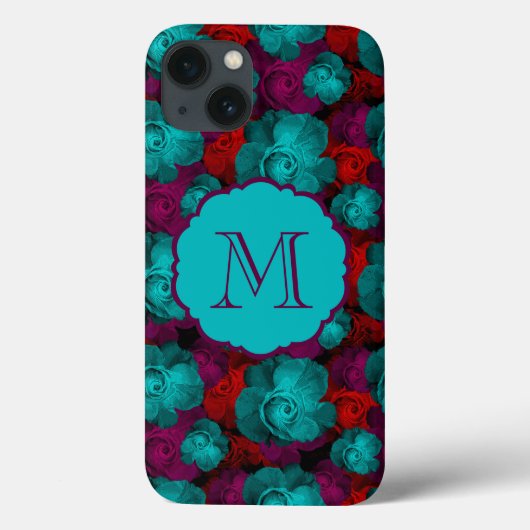 Funky Bold Rozen Patroon Monogram Case-Mate iPhone Case (Achterkant)