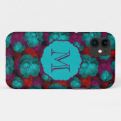 Funky Bold Rozen Patroon Monogram Case-Mate iPhone Case (Achterkant (horizontaal))