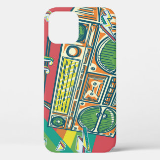 Funky Boom Box Kleurrijk ontwerp iPhone 12 Hoesje