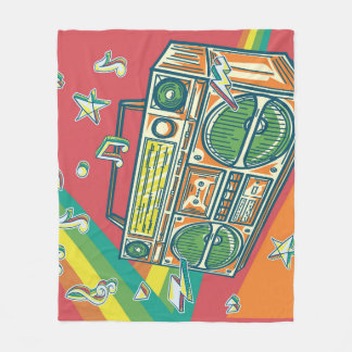 Funky Boom Box Kleurrijk ontwerp Fleece Deken