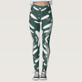 Funky Bord Green Leaf Print Leggings (Voorkant)