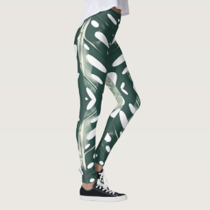 Funky Bord Green Leaf Print Leggings
