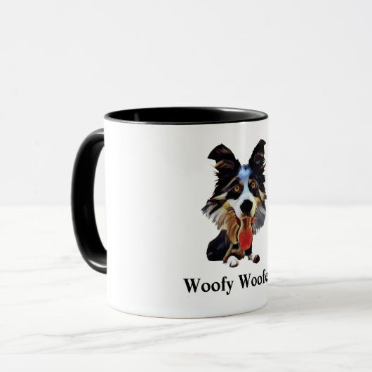 Funky Bordure Collie Chien Mug (Devant gauche)