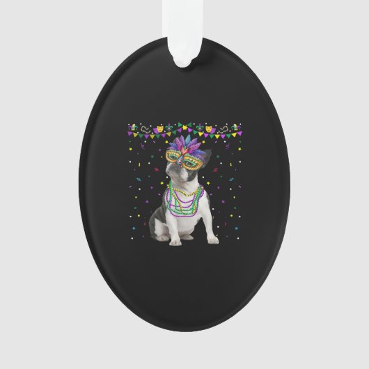 Funky Boston Terrier portant le Masque de Carnaval (devant)