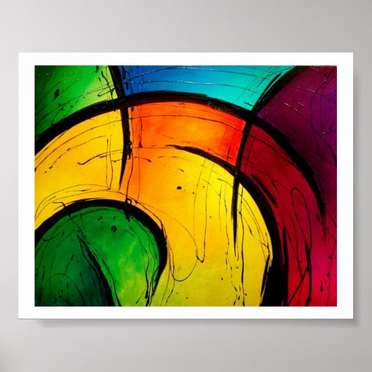 Funky Bright Abstract Art Poster (Voorkant)