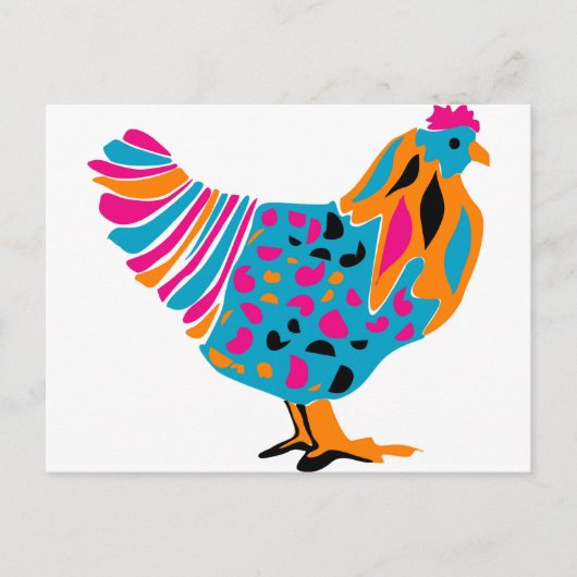 Funky Bright Chicken Briefkaart (Voorkant)