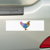 Funky Bright Chicken Bumpersticker (Op auto)