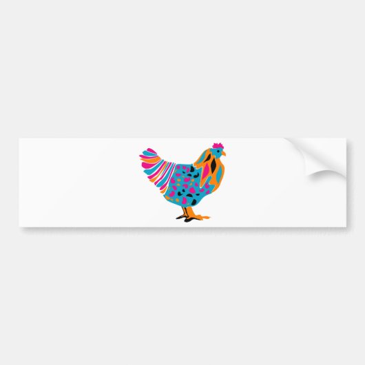 Funky Bright Chicken Bumpersticker (Voorkant)