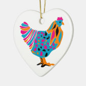 Funky Bright Chicken Keramisch Ornament (Links)