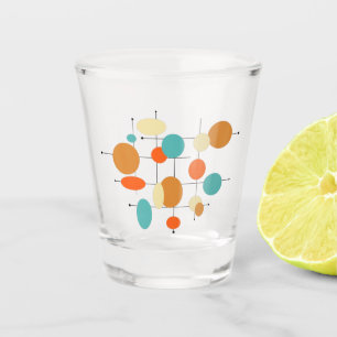 Funky Bright Circles mid century Retro Shot Glass Glas