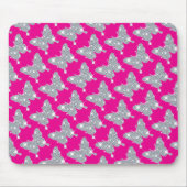 Funky Bright Pink Faux Diamond Butterfly Patterned Muismat (Voorkant)