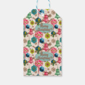 Funky Bright Retro Christmas Cadeaulabel (Achterkant)