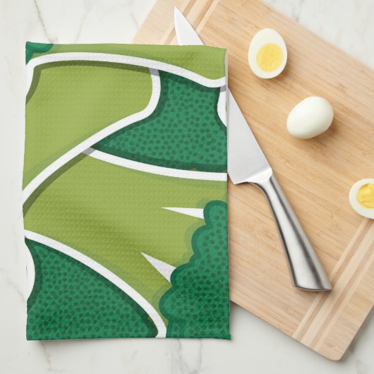 Funky broccoli theedoek (Quarter Fold)