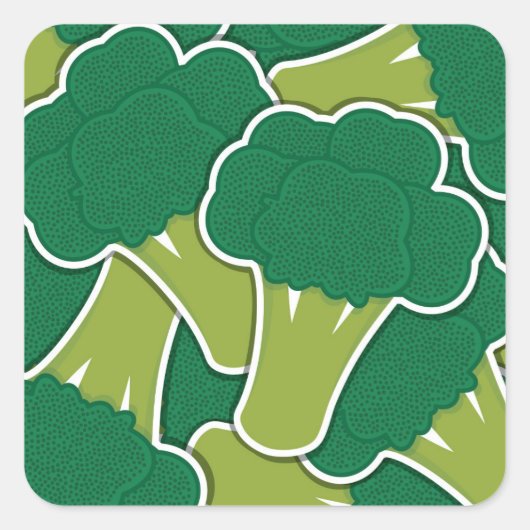Funky broccoli vierkante sticker (Voorkant)