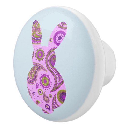 Funky Bunny in Crazy Paisley Keramische Knop (Rechts)