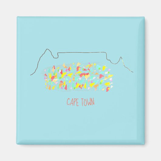 Funky Cape Town Table Mountain Magnet coloré (Devant)