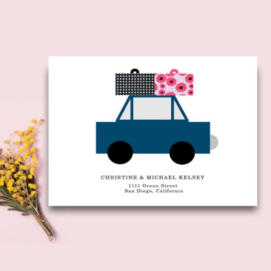 Funky Car New Home Adresse Faire-part Carte postal