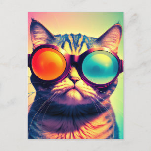 Funky Cat's Psychedelic Acid Dream World Briefkaart