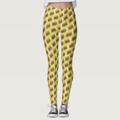 Funky Cheeseburger Gestreepte Fast Food Burger Pri Leggings (Voorkant)