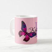Funky Chic Butterfly Monogram Café Mug (Devant gauche)