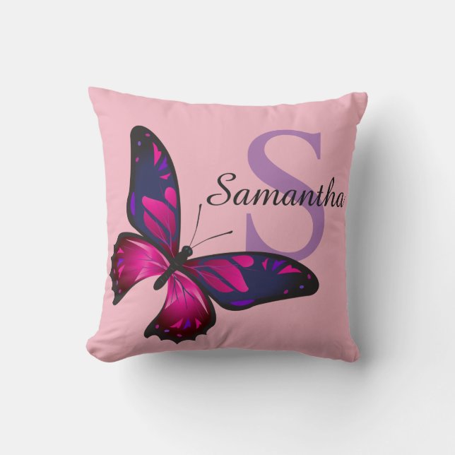 Funky Chic Butterfly Monogram Sierkussen (Voorkant)