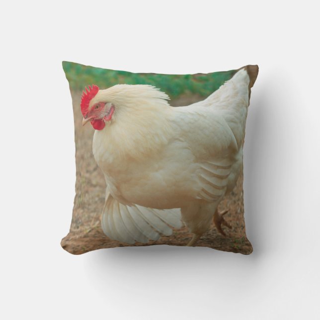 Funky Chicken Hen Hy-Line Silver Brown Kussen (Voorkant)