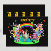 Funky Chicken Party-uitnodiging Kaart (Voorkant / Achterkant)