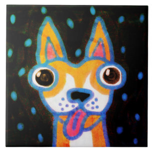 Funky Chihuahua Abstracte Kunst Tegeltje