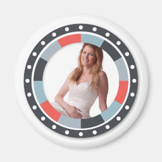 Funky Circle lijst 2 - Grijs en Rood op wit Magneet