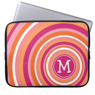 Funky Circle Pattern met Monogram Laptop Sleeve