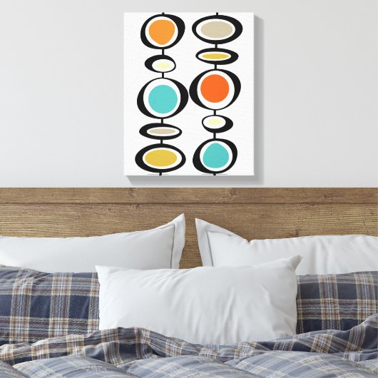 Funky Circles Middeleeuwse moderne kleurrijke retr Canvas Afdruk (Insitu (Slaapkamer))