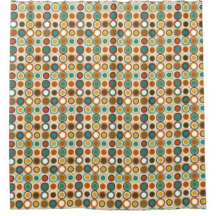 Funky Circles Pattern Oranje Bruin Blauwgroen uit Douchegordijn