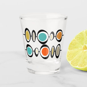 Funky Circles Turquoise Oranje midden eeuw Shot Glas