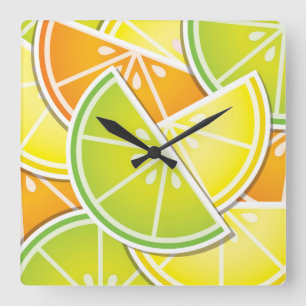 Funky citruswig vierkante klok