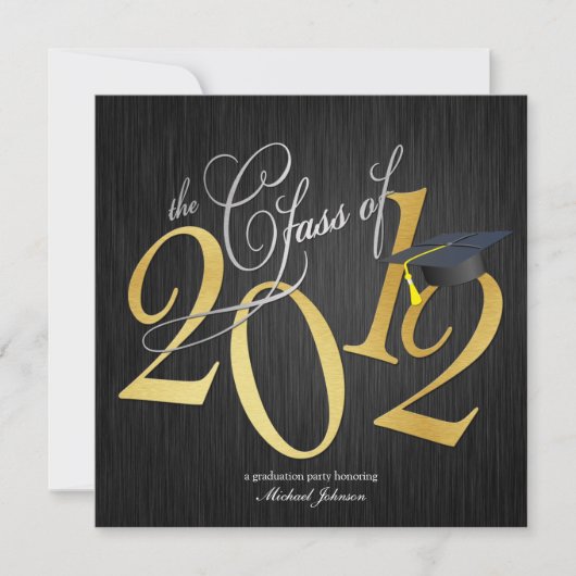Funky Class of 2012 Invitations (argent/or) (Devant)