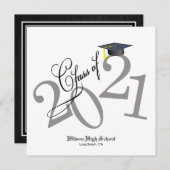 Funky Class of 2021 Afstuderen Invitation Kaart (Voorkant / Achterkant)