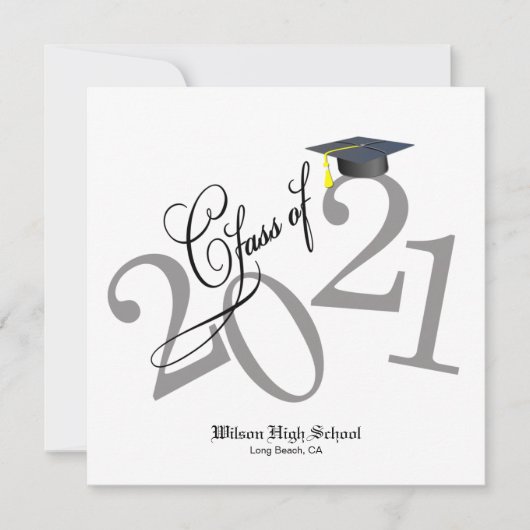 Funky Class of 2021 Afstuderen Invitation Kaart (Voorkant)