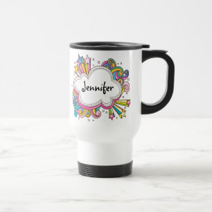 Funky Cloud Personalized Travel Mug Reisbeker