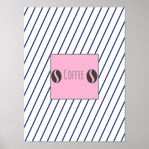 Funky Coffee Beans Bord Blue Stripes Poster
