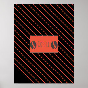 Funky Coffee Beans Bord Red Stripes Poster