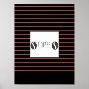 Funky Coffee Beans Bord Red Stripes Poster