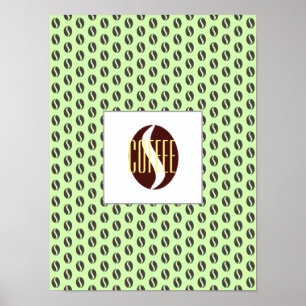 Funky Coffee Beans Pattern Lijst Word Poster