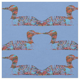 Funky Colored Loons on Cornflower Blue Stof